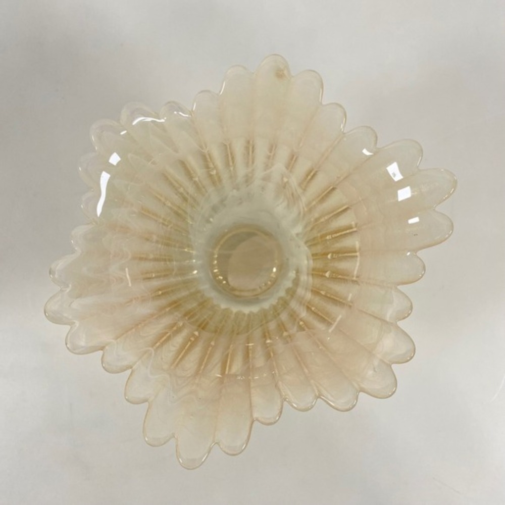 Murano Glass Swirl Candle Holder Beige Made in Italy Petal 4x6 Art Decor Home